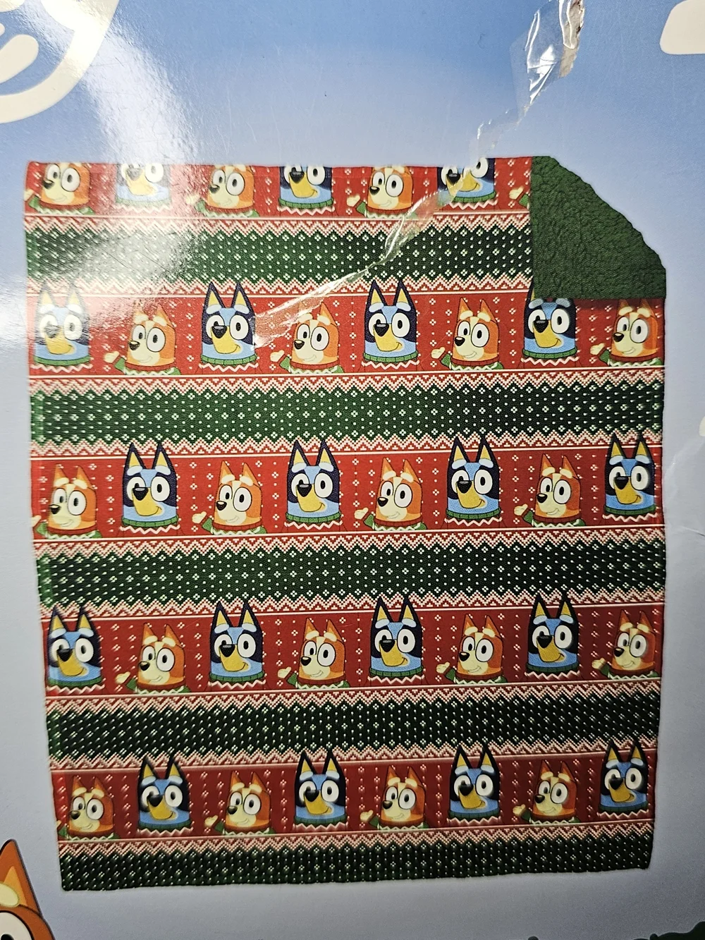 Kids Plush Green & Red Holiday Throw Blanket
